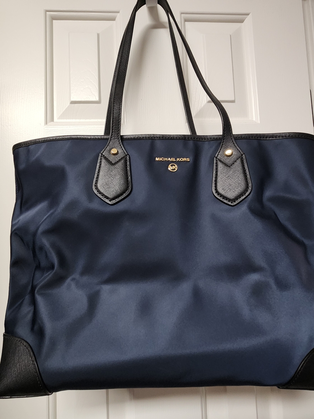 Michael Kors Navy and Black Nylon Tote with Gold Logo - Picture 1 of 2
